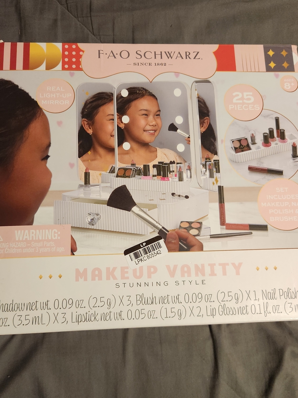 FAO Schwarz White and Pink Light-Up Play Vanity Set